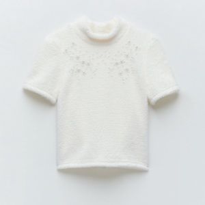 Zara faux fur pearl top